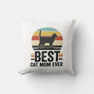 Coussin Meilleure Maman de Chat Vintage Chat Noir Rétro De