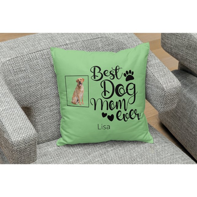 Coussin Meilleure maman de chien jamais personnalisée (Créateur téléchargé)