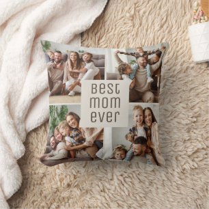 Coussin Meilleure Maman du Monde 5 Collage de Photos Fête