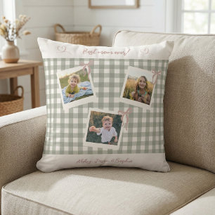 Coussin Meilleure Maman du Monde Collage Photo à Carreaux