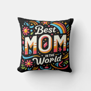 Coussin Meilleure Maman du Monde - Floral Vibrant et Arc-e