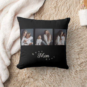 Coussin Meilleure Maman Élégante Écriture Moderne Noire 3