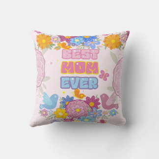 Coussin Meilleure Maman Ever Groovy Pastel Floral Fête des