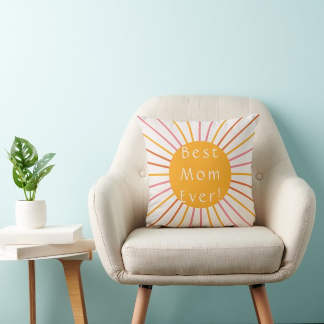 Coussin Meilleure maman jamais Boho Retro Sun (Chaise)