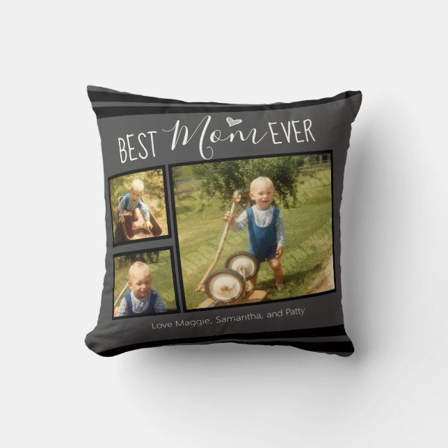 Coussin Meilleure Maman Jamais Collage Photo Personnalisé  (Recto)