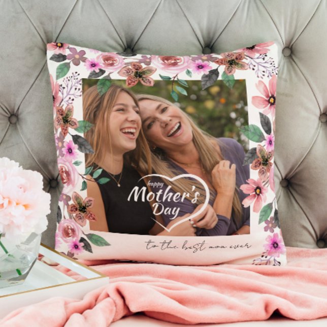 Coussin Meilleure maman jamais Custom Photo text Joyeuse F (Créateur téléchargé)