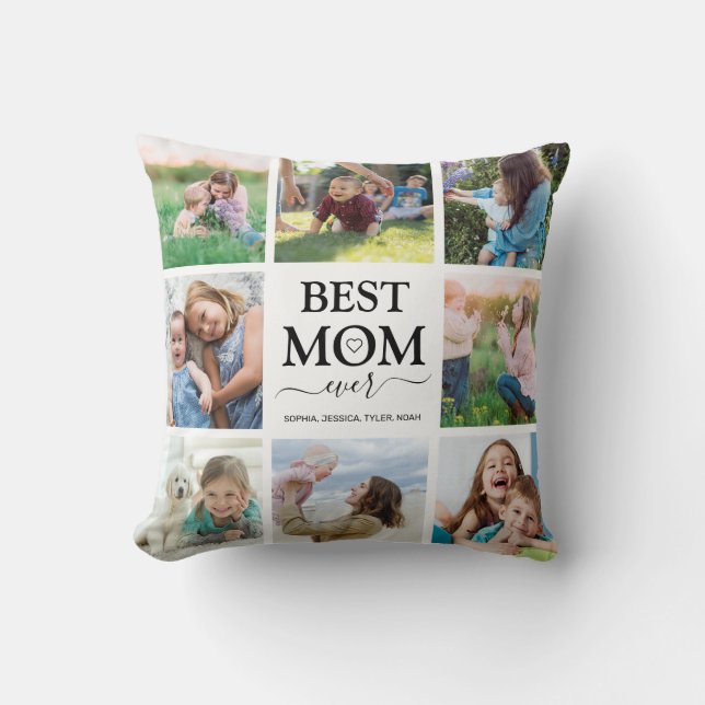 Coussin Meilleure maman Jamais Famille Collage de photos (Recto)
