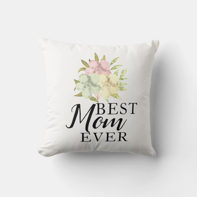 Coussin Meilleure maman jamais florale (Recto)