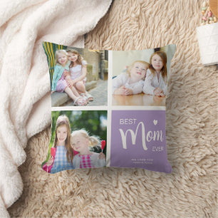 Coussin Meilleure Maman Jamais Photo Collage Purple