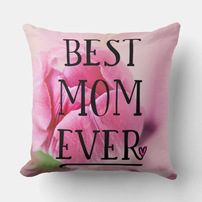 Coussin Meilleure maman jamais rose Tulip (Recto)