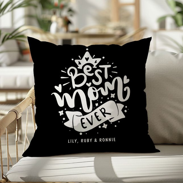 Coussin Meilleure maman jamais typographie Fête des mères (Créateur téléchargé)