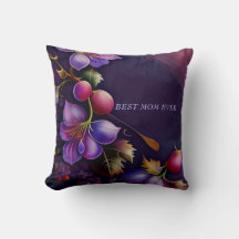 Meilleure maman Jour Purple aquarelle Vigne de rai