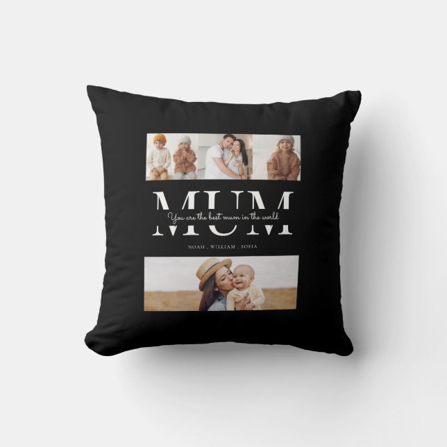 Coussin Meilleure maman noir et blanc 4 photo (Recto)