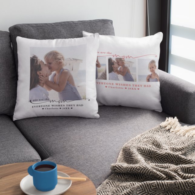 Coussin Meilleure maman | Photo minimale moderne écrite à  (Créateur téléchargé)