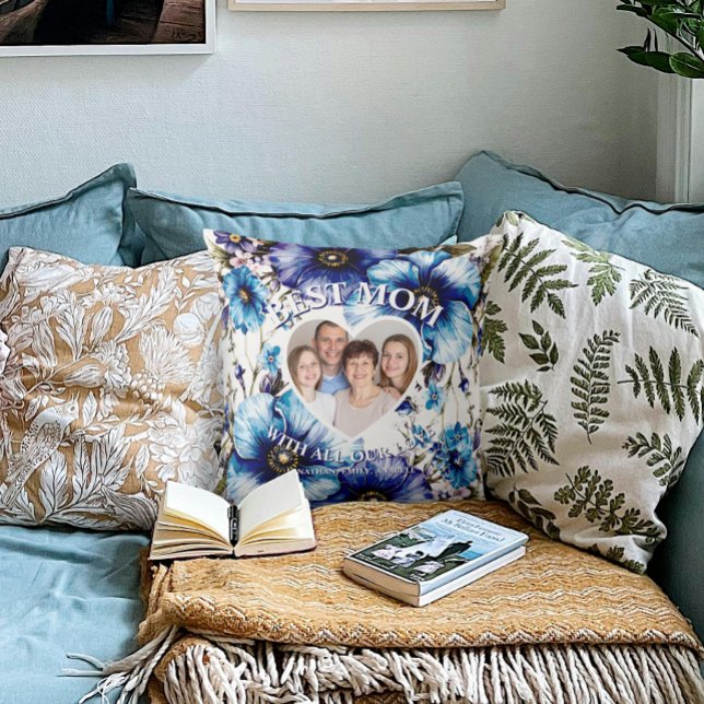 Coussin Meilleure maman Photo personnalisée Floral Fête de (Créateur téléchargé)