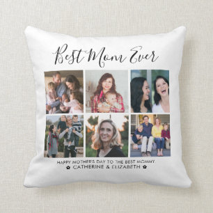 Coussin Meilleure maman pour les 6 ans Message de collage 
