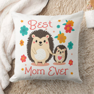 Coussin Meilleure Maman Qui Soit Maman Hérisson et Bébé