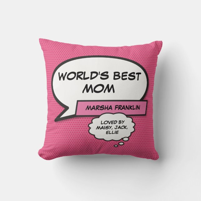 Coussin Meilleure maman rose moderne du monde (Recto)
