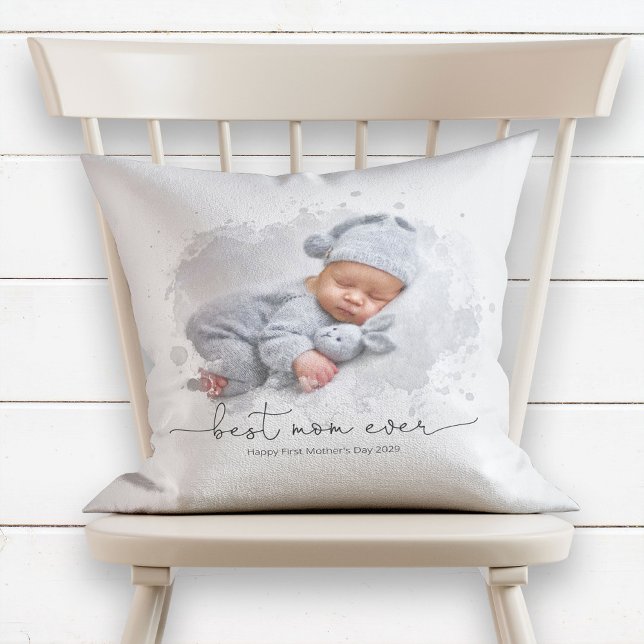 Coussin Meilleure maman toujours nouvelle maman photo Fête (Créateur téléchargé)