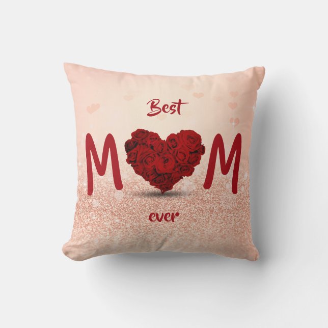 Coussin Meilleure maman toujours Rose Bouquet de coeur - C (Recto)