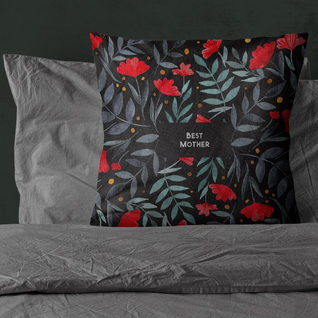 Coussin Meilleure Mère Fleur Rouge Jardin Magique Fête des (Créateur téléchargé)