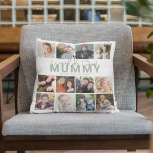 Coussin Meilleure Momie du Monde   Collage de Photos