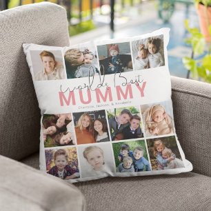 Coussin Meilleure Mummy du Monde Collage Photo