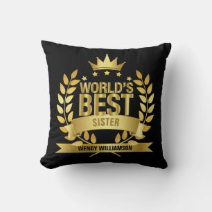 Coussin Meilleure Sœur au Monde Or Noir