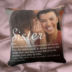 Coussin Meilleure Sœur Définition Écriture Élégante Photo