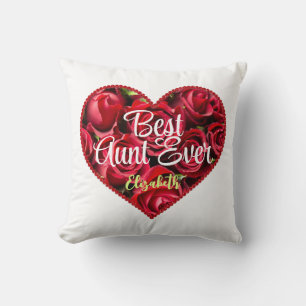 Coussin Meilleure tante Jamais Red Heart Typographie uniqu