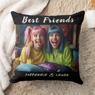Coussin Meilleures amies cheveux colorés drôles