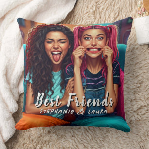 Coussin Meilleures Amies Visages Drôles 