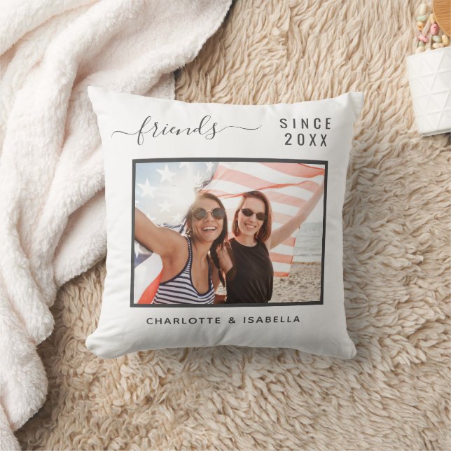 Coussin Meilleures photos d'amis blanc noms année (Couverture)
