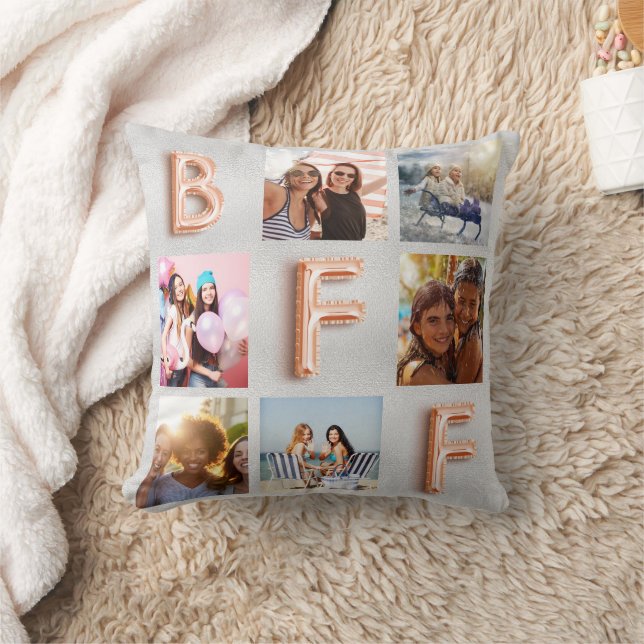 Coussin Meilleurs amis argent rose or collage photo (Couverture)