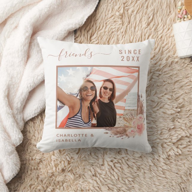 Coussin Meilleurs amis photo blancs noms année pampas herb (Couverture)