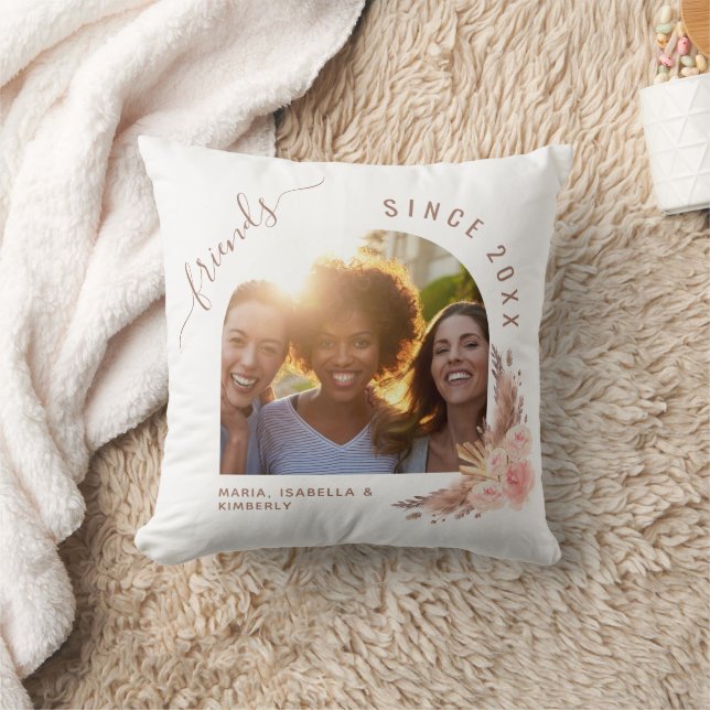 Coussin Meilleurs amis photo pampas rose or rose floral (Couverture)
