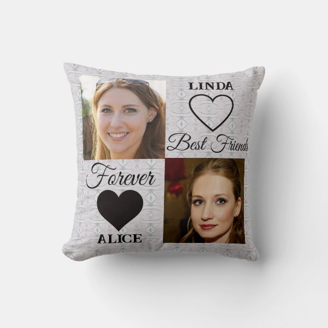 Coussin Meilleurs amis pour toujours BFF Cadeau Grey Photo (Recto)