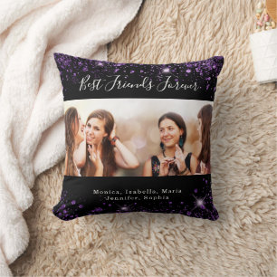 Coussin Meilleurs amis pour toujours photo noir violet par