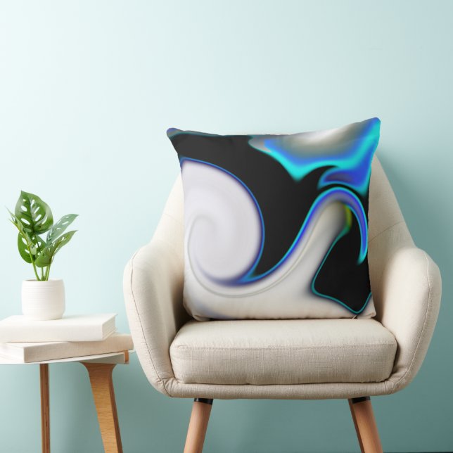 Coussin Mélange de lisse avec des courbes de néon bleu sur (Chaise)