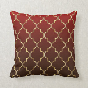 Coussin Mélange rouge foncé et Brown  Motif de la feuill