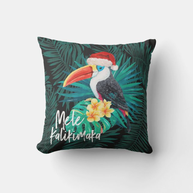 Coussin Mele Kalikimaka Tropical Jungle Oiseaux Palms (Recto)