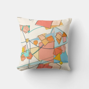 Coussin Melon, rose et Aqua Mid-Century moderne Abstrait
