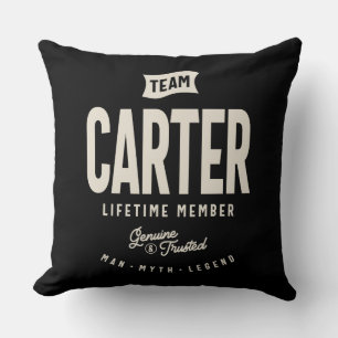 Coussin Membre de l'équipe Carter à vie Nom personnalisé