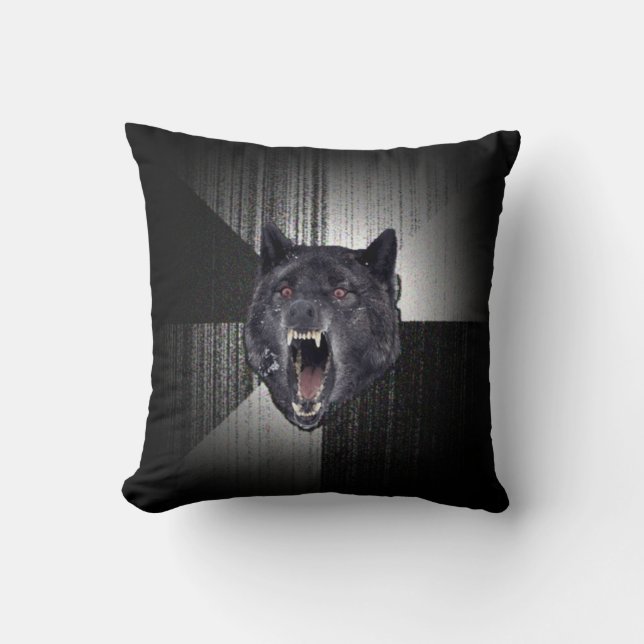 Coussin Mème de loup de folie (Recto)