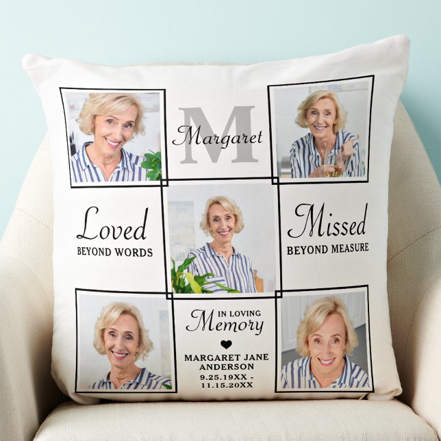 Coussin Mémorial Personnalisé 5 photo Mémoire d'amour (Créateur téléchargé)