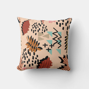 Coussin Memphis Automne : Motif Feuille géométrique