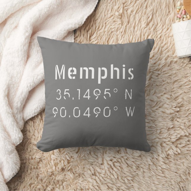 Coussin Memphis Tennessee Longitude Latitude Pillow (Couverture)