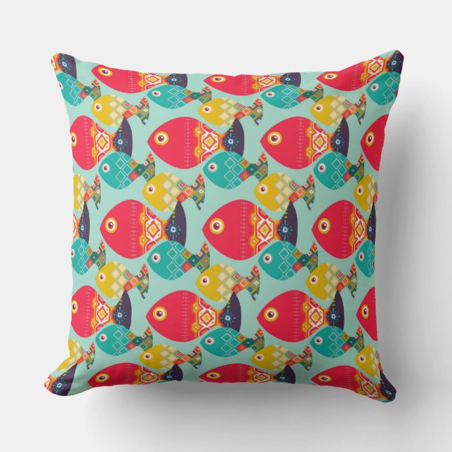Coussin menthe de poisson géo (Recto)