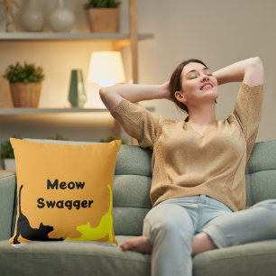 Coussin Meow Swagger Animal Pet Chat Élégant mignon Cool P