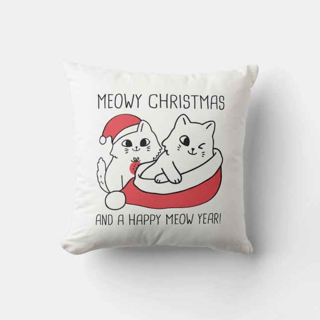 Coussin Meowy Christmas et A Happy Meow Year (Recto)
